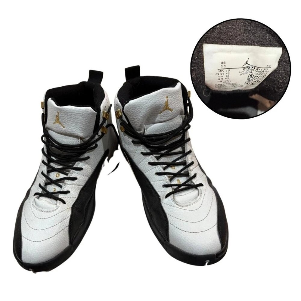 Air Jordan 12 Retro Taxi CT8013-170 Size 11 White Black Gold